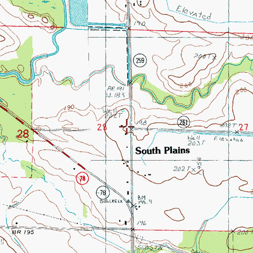 Topographic Map of South Plains School (historical), AR