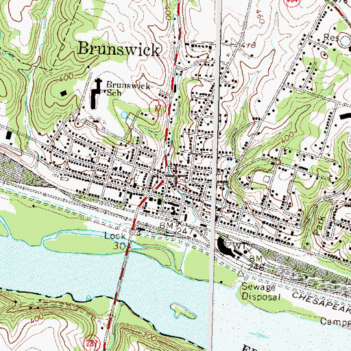 Topographic Map of Brunswick, MD