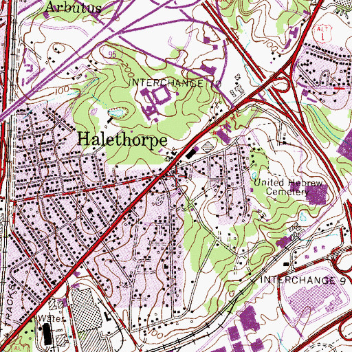 Topographic Map of Halethorpe, MD