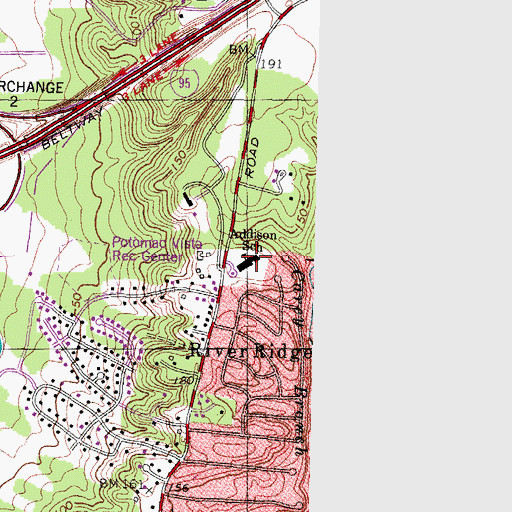 Topographic Map of Addison School, MD