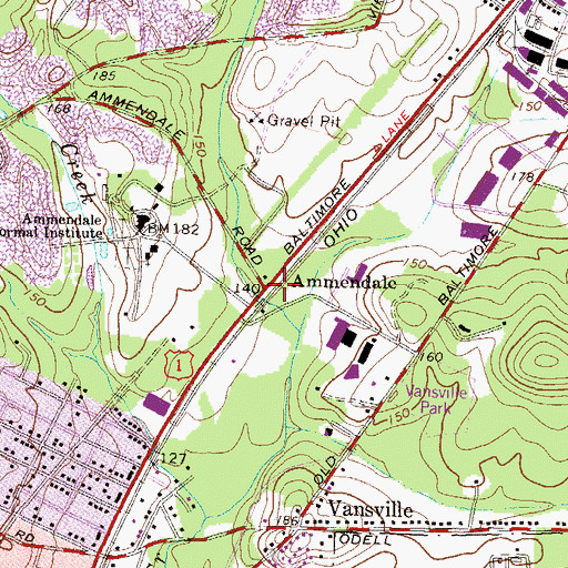 Topographic Map of Ammendale, MD