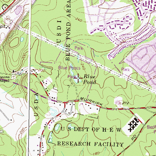 Topographic Map of Blue Pond, MD