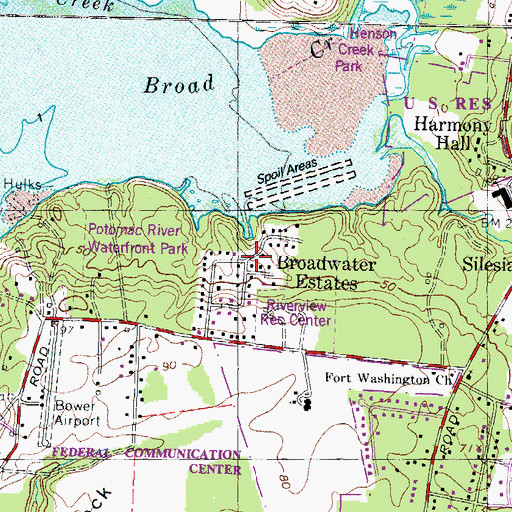 Topographic Map of Broadwater Estates, MD