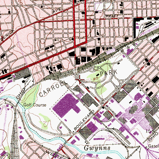 Topographic Map of Carroll Park, MD