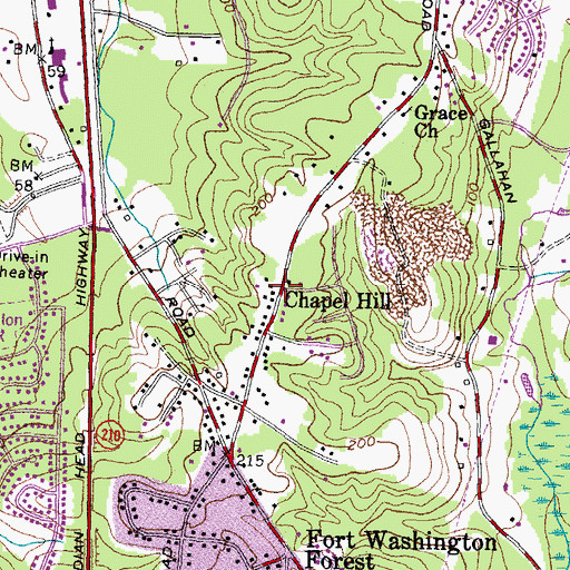 Topographic Map of Chapel Hill, MD