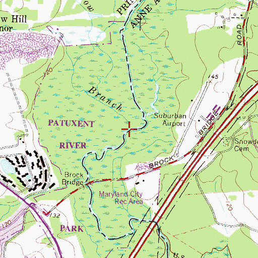 Topographic Map of Crow Branch, MD