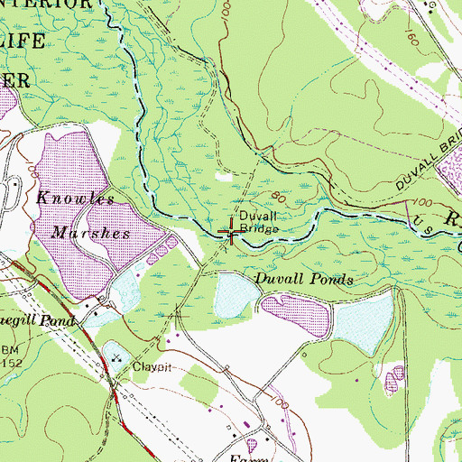 Topographic Map of Duvall Bridge, MD