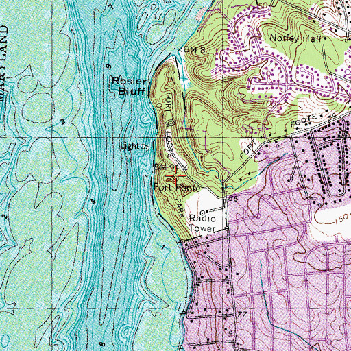 Topographic Map of Fort Foote Park, MD