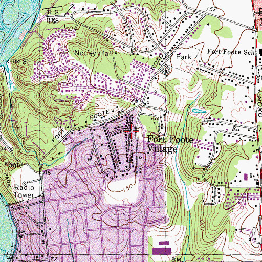 Topographic Map of Fort Foote Village, MD