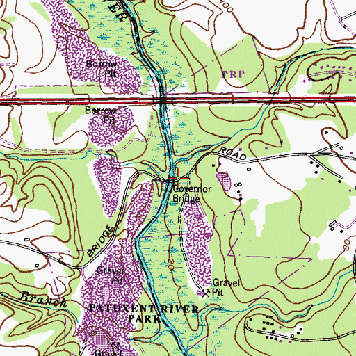 Topographic Map of Governor Bridge, MD