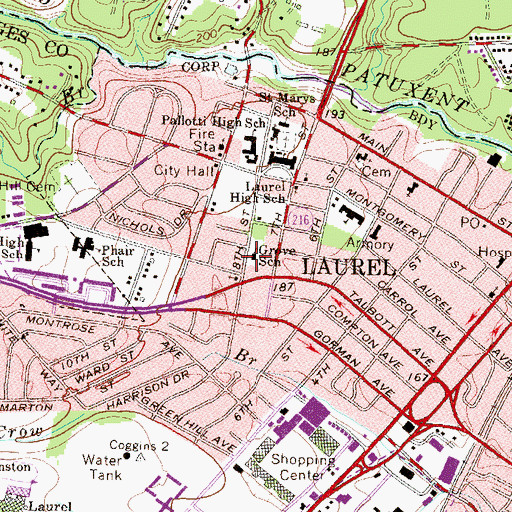 Topographic Map of Grove School, MD