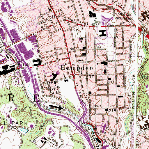 Topographic Map of Hampden, MD