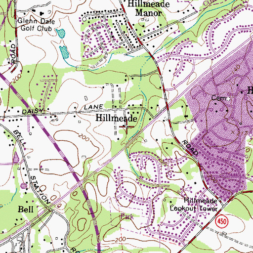 Topographic Map of Hillmeade, MD