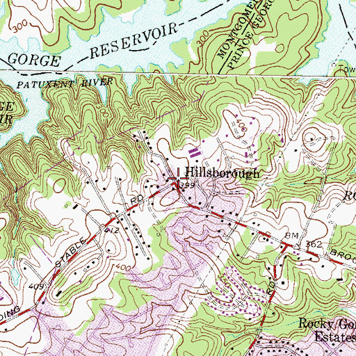 Topographic Map of Hillsborough, MD