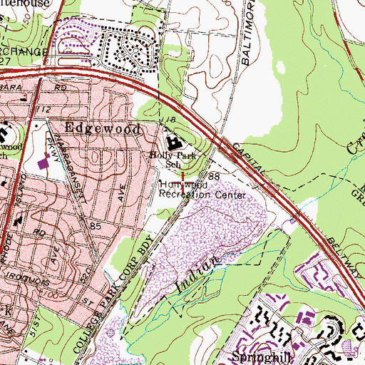 Topographic Map of Hollywood Recreation Center, MD