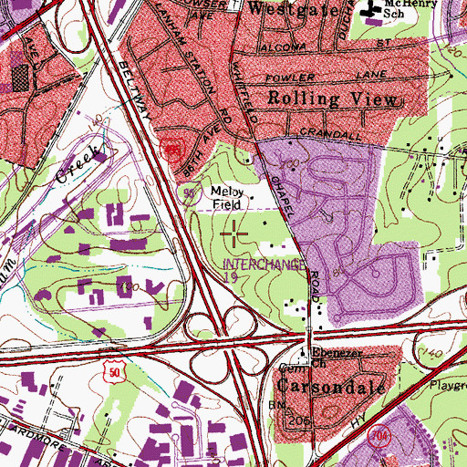 Topographic Map of Meloy Field, MD