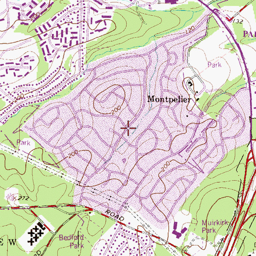 Topographic Map of Montpelier, MD