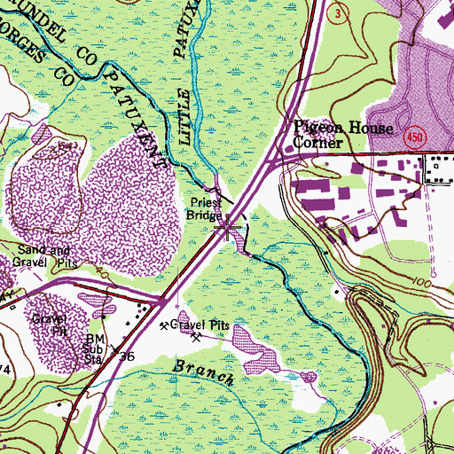 Topographic Map of Priest Bridge, MD