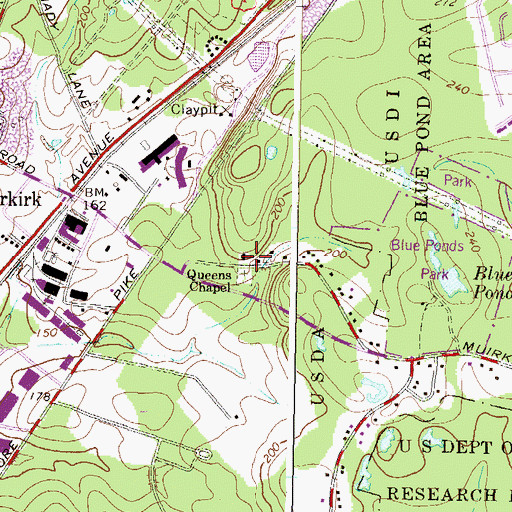 Topographic Map of Queens Chapel, MD