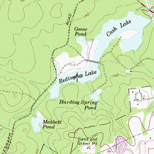 Topographic Map of Redington Lake, MD