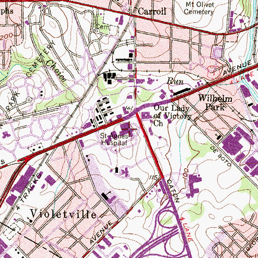 Topographic Map of Saint Agnes Hospital, MD