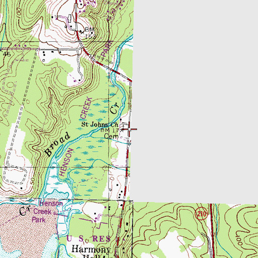 Topographic Map of Saint Johns Church, MD