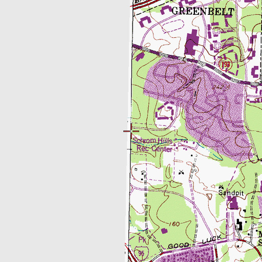 Topographic Map of Schrom Hills Recreation Center, MD
