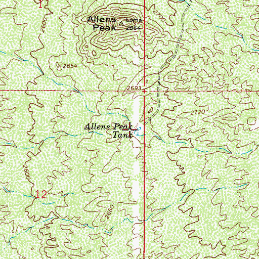 Topographic Map of Allens Peak Tank, AZ