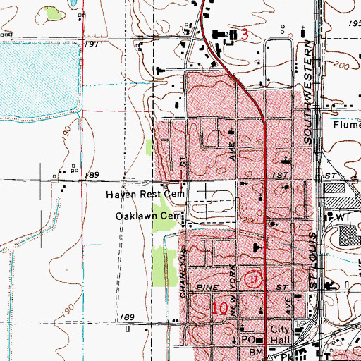 Topographic Map of First Assembly of God Church, AR