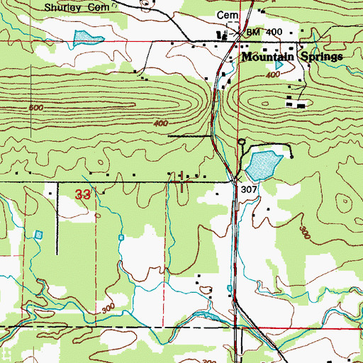 Topographic Map of Spring Valley, AR