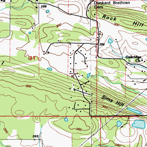 Topographic Map of Oakridge Estates, AR