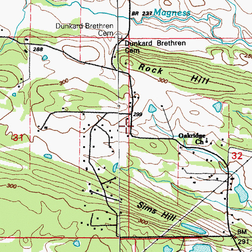 Topographic Map of Rocky Hill School (historical), AR