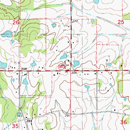 Topographic Map of Mount Carmel Estates, AR