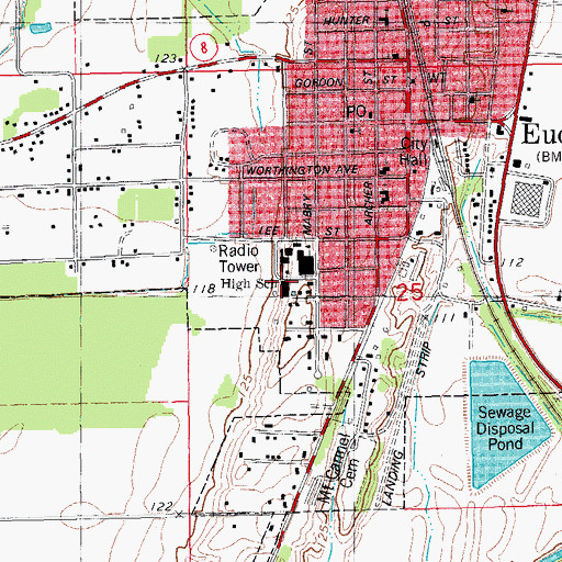 Topographic Map of Eudora High School, AR
