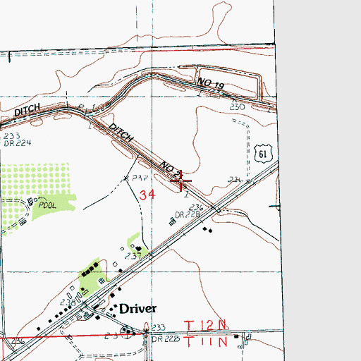 Topographic Map of Ditch Number 21, AR