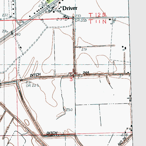 Topographic Map of Ditch Number 24A, AR