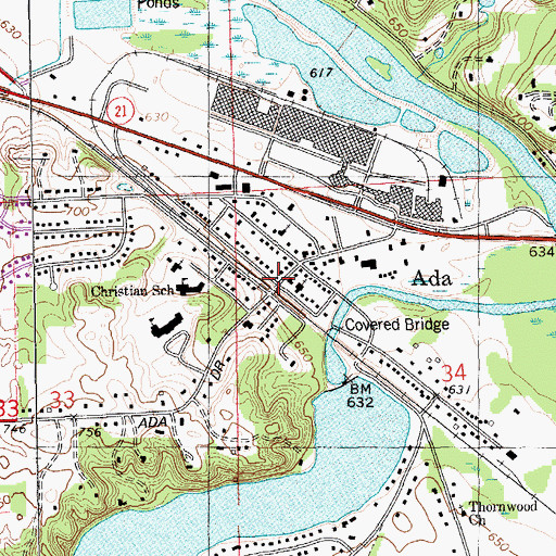 Topographic Map of Ada, MI