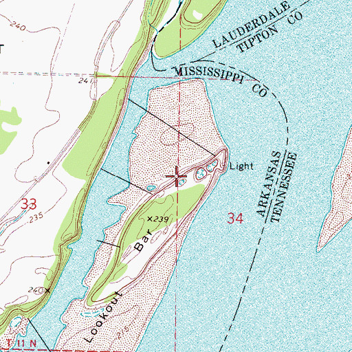 Topographic Map of Lookout Bar Revetment, AR