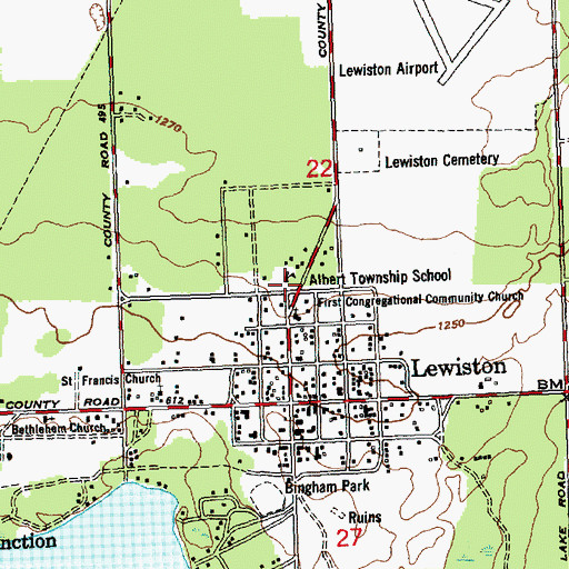 Topographic Map of Albert Township School, MI