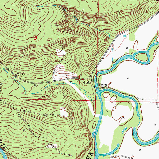 Topographic Map of Tatetown (historical), AR
