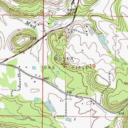 Topographic Map of Dover Gas Field, AR