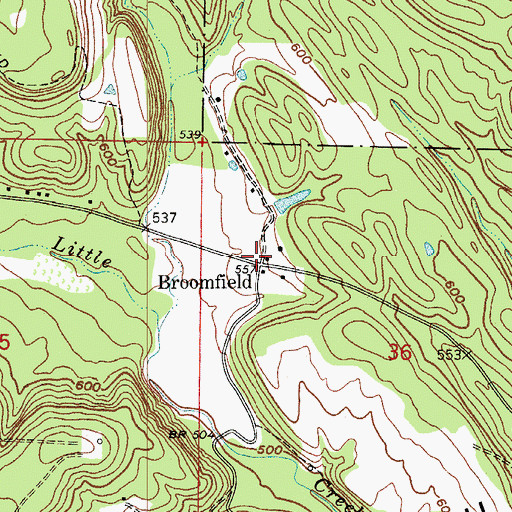 Topographic Map of Broomfield, AR