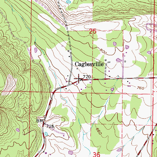 Topographic Map of Caglesville Community Church, AR