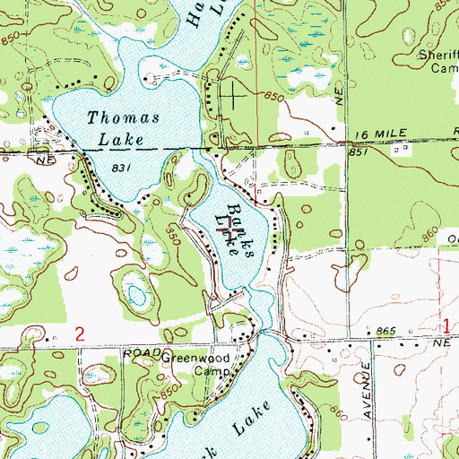Topographic Map of Banks Lake, MI