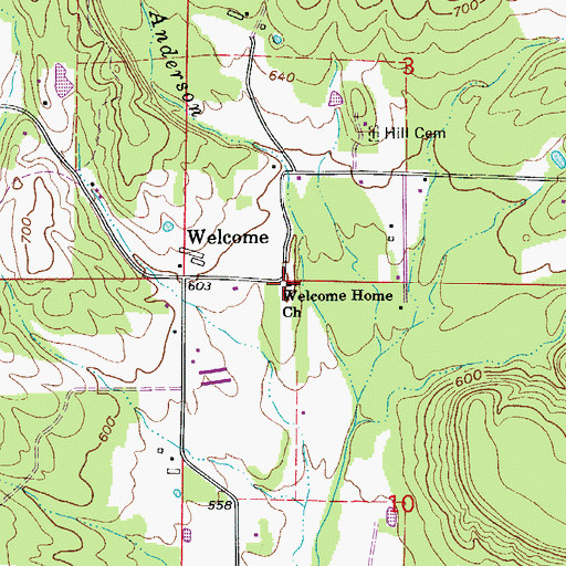 Topographic Map of Welcome Home School (historical), AR