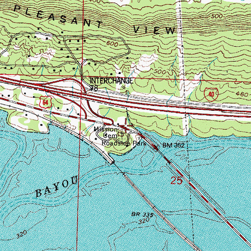 Topographic Map of Dwight Mission (historical), AR
