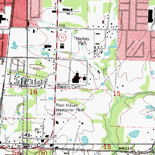 Topographic Map of Russellville High School, AR