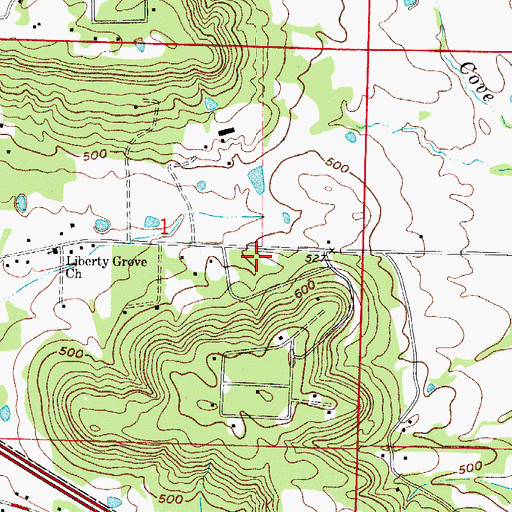 Topographic Map of Liberty Grove School (historical), AR