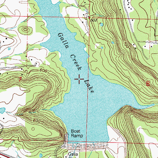 Topographic Map of Galla Creek Lake, AR
