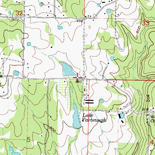 Topographic Map of Double Springs School (historical), AR